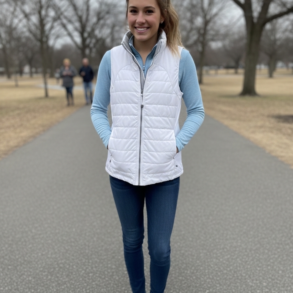 Tangerine White Quilted Vest  Excellent Condition